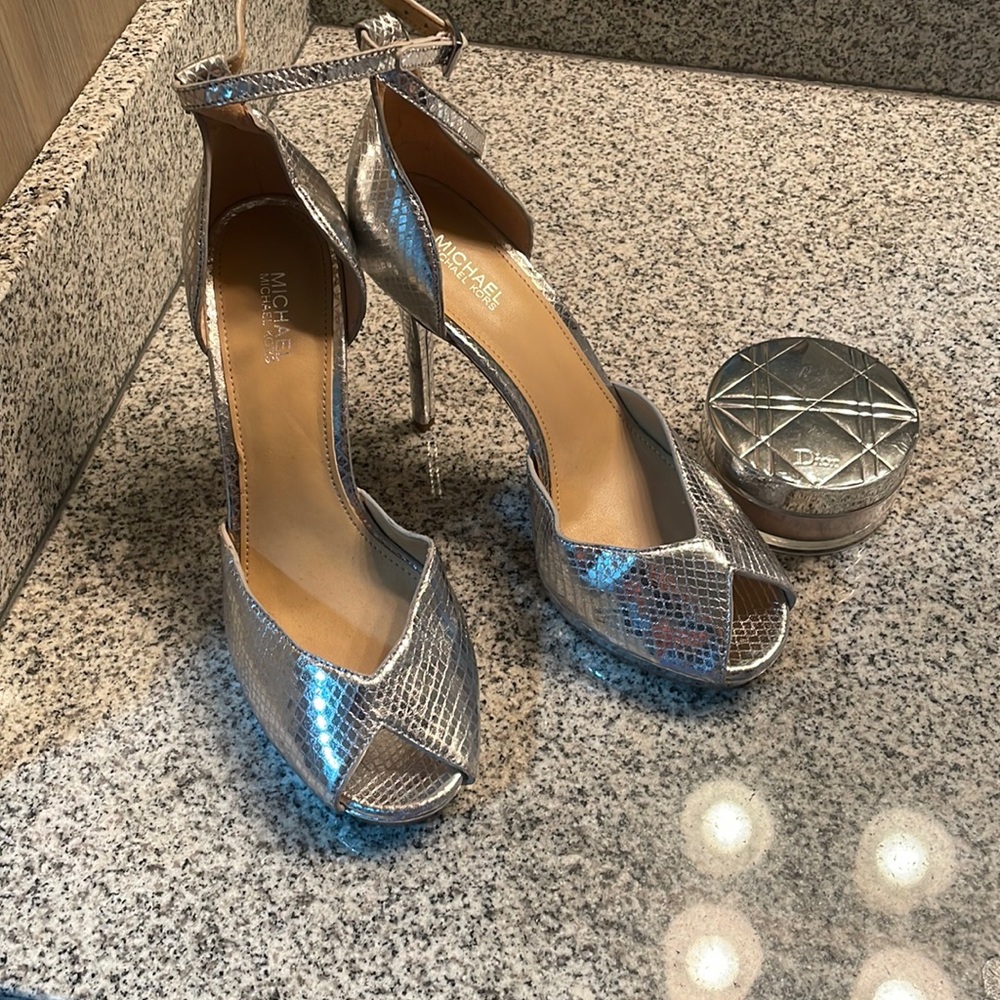 Silver Michael Kors size 7 heels